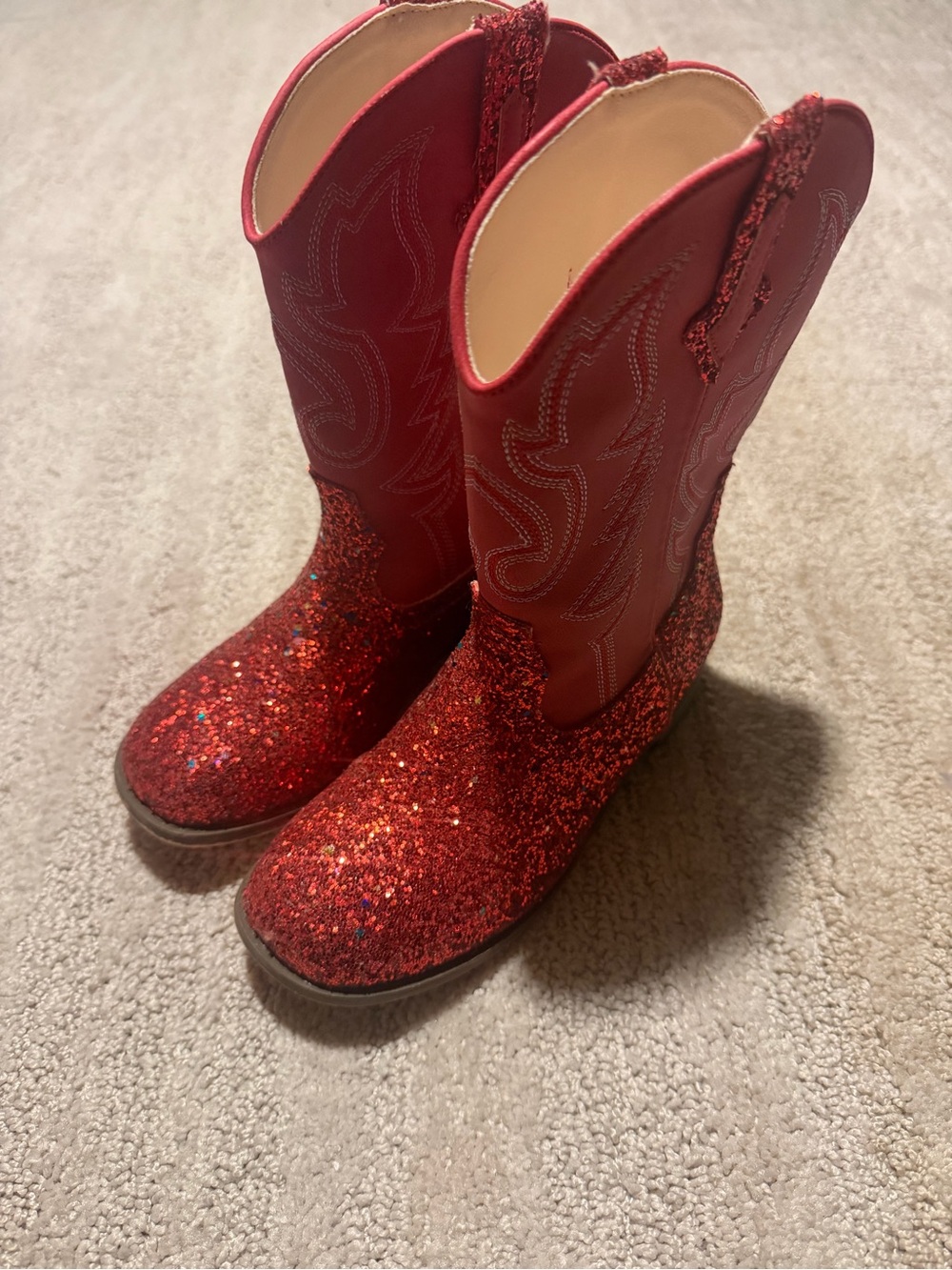 Girls’ Red Sparkly Cowboy Boots – Size 2 ✨🤠